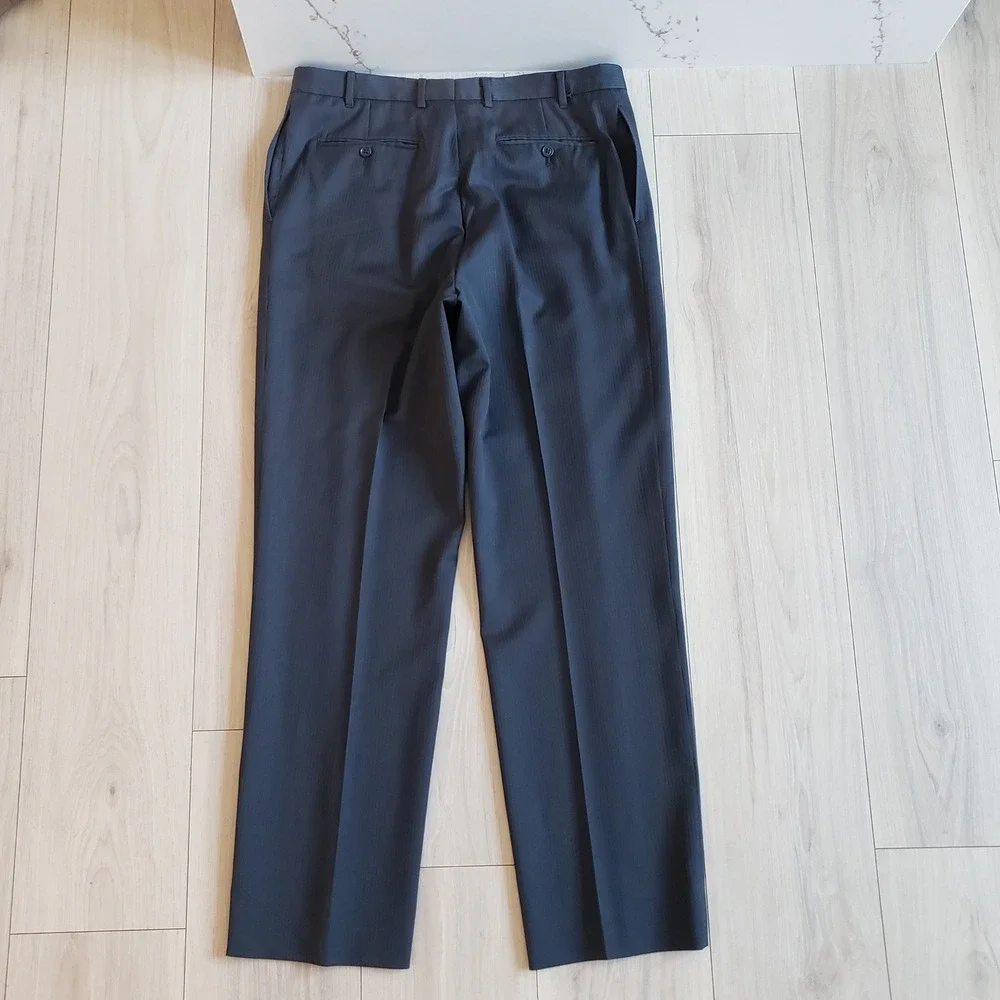 Calvin Klein Dress Pants Mens‎ 38L Wool Pinstripe Flat Front Suit Trousers